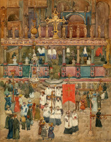 Картины - Морис Прендергаст. Пасхальная служба в соборе Сан-Марко, Венеция