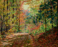 Картины - Лилла Кэбот Перри. Дорога в осеннем лесу