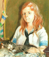 Картины - Лилла Кэбот Перри. Портрет дочери художника. Эдит с кошкой