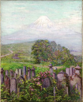 Картины - Лилла Кэбот Перри. Гора Фудзи и деревенское кладбище