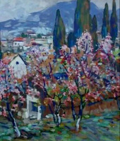 Картины - Сергей Бакаев. Цветущий посёлок