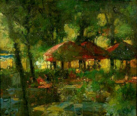 Картины - Сергей Кислаков. Рыночная сцена в Париже