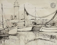 Картины - Сергей Кислаков. Швеция. Рыбацкие лодки в порту