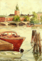 Картины - Сергей Кислаков. Лодочный причал в Венеции