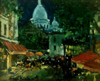 Картины - Сергей Кислаков. Париж. Площадь Тертр и Сакре-Кер на Монмартре