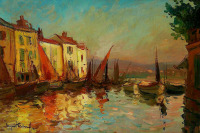 Картины - Сергей Кислаков. Лодки в гавани Сен-Тропе