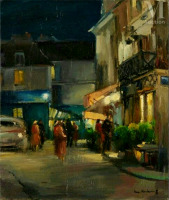 Картины - Сергей Кислаков. Уличная сцена. Встреча