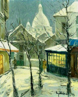 Картины - Сергей Кислаков. Монмартр под снегом. Сакре-Кер