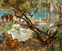 Картины - Пётр Столяренко. Крым. Чай в саду