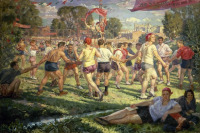 Картины - Физкультурные игры на стадионе.