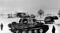 Калининградская область - Колонна немецких танков «Пантера» движется к фронту в Восточной Пруссии январь 1945 года.