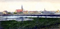 Советск - Тильзит. Вид с берега литовской стороны на город и понтонный мост через Мемель