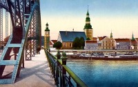 Советск - Тильзит. Вид на Немецкую кирху с моста Королевы Луизы.