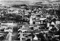 Гусев - Gumbinnen, Ortsansicht von Nordwesten (Luftbild).