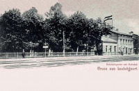 Ладушкин - Ludwigsort. Bahnhofsgarten und Bahnhof.