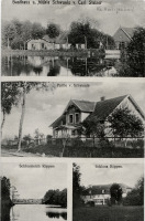 Ладушкин - Schwanis, Gasthaus und Muehle - Rippen, Schlossteich und Schloss.